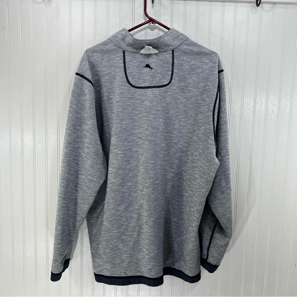 Tommy Bahama Switch It Up Reversible Quarter Zip Pullover XL Blue & White